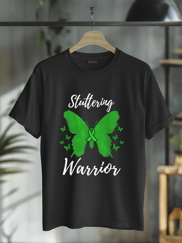 cotton Stuttering Warrior Stuttering Awareness T-Shirt casual Fashion graphic tees women Hoodie, Sweatshirt