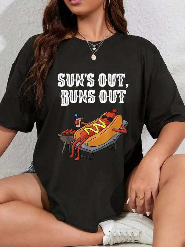 cotton Suns Out Hot Dog Buns Out Funny Sausage BBQ Food Lover Gift T-Shirt casual Fashion graphic tees for women Hoodie,...