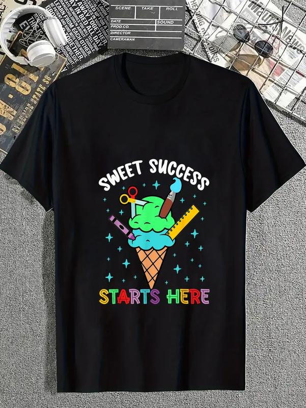 cotton Sweet Success Starts Here Back to School Teacher Kid T-Shirt casual Fashion graphic tees for women Hoodie, Sweatshirt