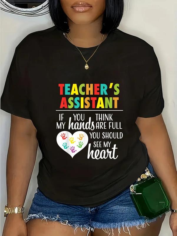 cotton Teacher Assistant Cute Heart Quote Tee for Women T-Shirt casual Fashion graphic tees women Hoodie, Sweatshirt