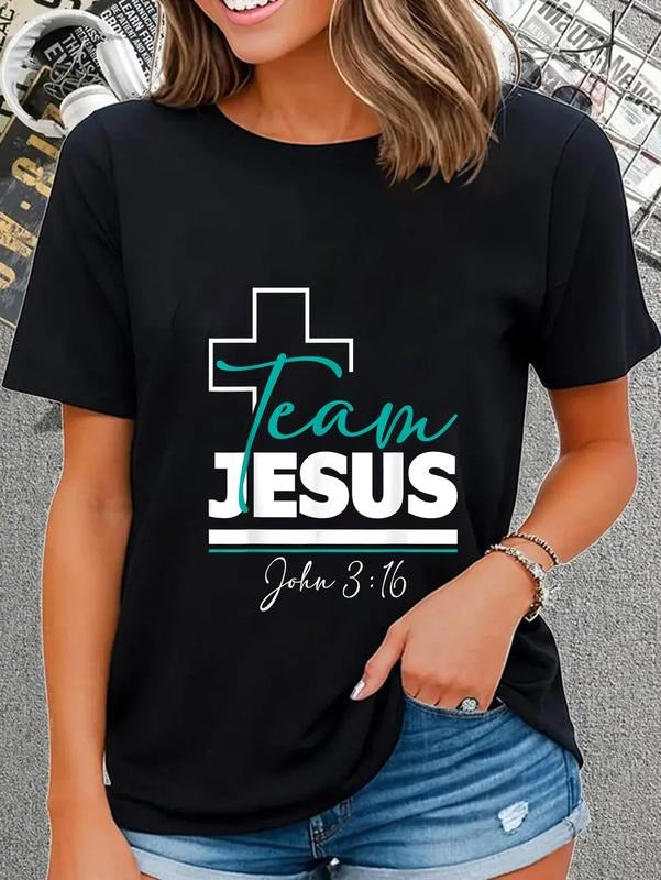 cotton Team Jesus John 3:16 - Christian Religious Bible Church T-Shirt casual Fashion graphic tees for women Hoodie,...