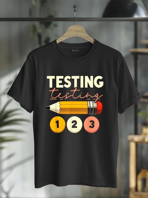 cotton Testing Testing 123 Test Day Teacher Student STAAR Exam T-Shirt casual Fashion graphic tees women Hoodie, Sweatshirt