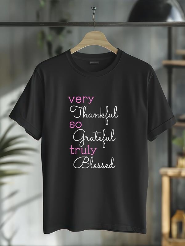 cotton Thankful Grateful Blessed Positivity Motivational Christian T-Shirt casual Fashion graphic tees women Hoodie,...