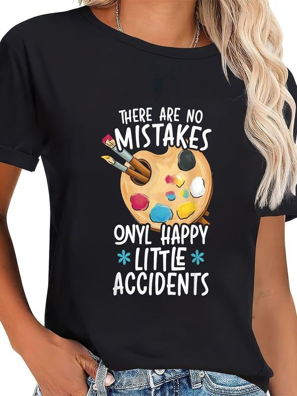 cotton There Are No Mistakes Only Happy Little Accidents T-Shirt casual Fashion graphic tees for women Hoodie, Sweatshirt