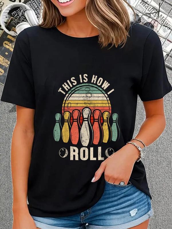cotton This Is How I Roll Retro Bowling Bowler Funny Novelty T-Shirt casual Fashion graphic tees women Hoodie, Sweatshirt