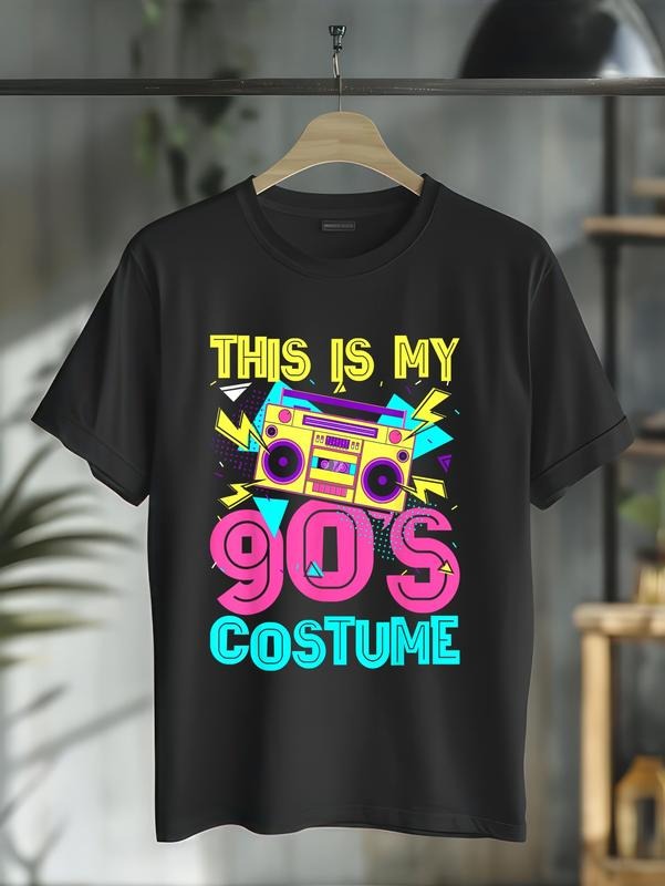 cotton This Is My 90s Costume Retro 90s Music Theme Party Nineties T-Shirt casual Fashion graphic tees for women Hoodie,...