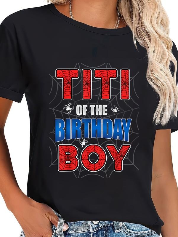 cotton Titi of the Birthday Boy Costume Spider Web Birthday T-Shirt casual Fashion graphic tees for women Hoodie, Sweatshirt