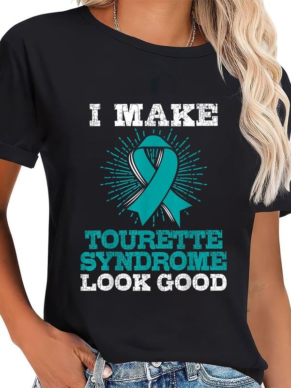 cotton Tourette's Syndrome T Shirt - TS Awareness Gift T-Shirt casual Fashion graphic tees Hoodie, Sweatshirt