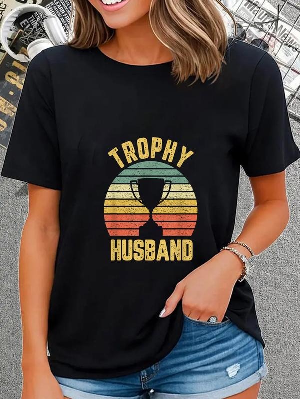 cotton Trophy Husband Shirt Funny T-Shirt for Cool Father or Dad Fashion printing Tshirt for women Hoodie, Sweatshirt