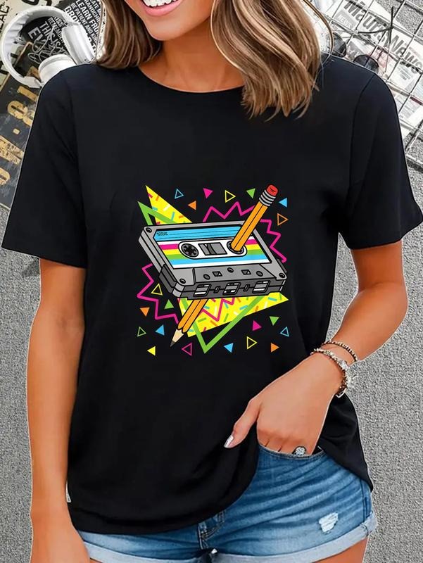 cotton Vintage Cassette Tape 70s 80s 80s Party Outfit Nostalgia T-Shirt casual Fashion graphic tees for women Hoodie,...