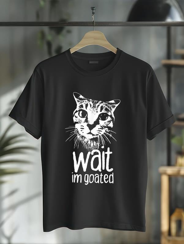 cotton Wait I'm Goated Funny Cat Meme T-Shirt casual Fashion graphic tees for women Hoodie, Sweatshirt | UrbanDripWear.com