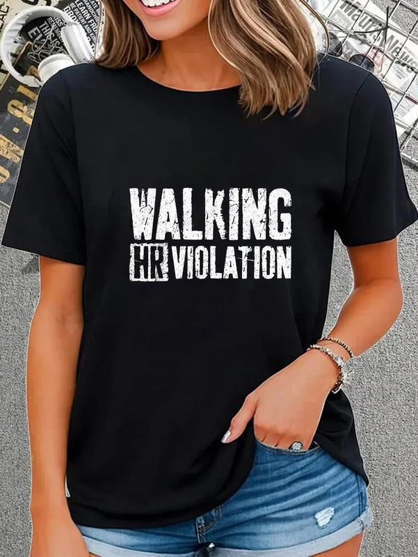 cotton Walking HR Violation T-Shirt Funny Coworker Shirt T-Shirt casual Fashion graphic tees for women Hoodie, Sweatshirt