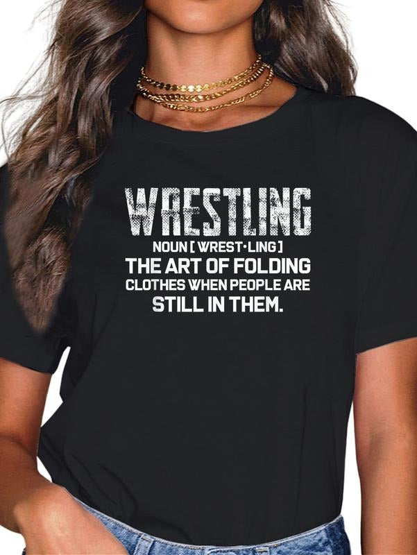 cotton Wrestling Art of Folding Clothes when People Still in Them T-Shirt casual Fashion graphic tees for women Hoodie,...