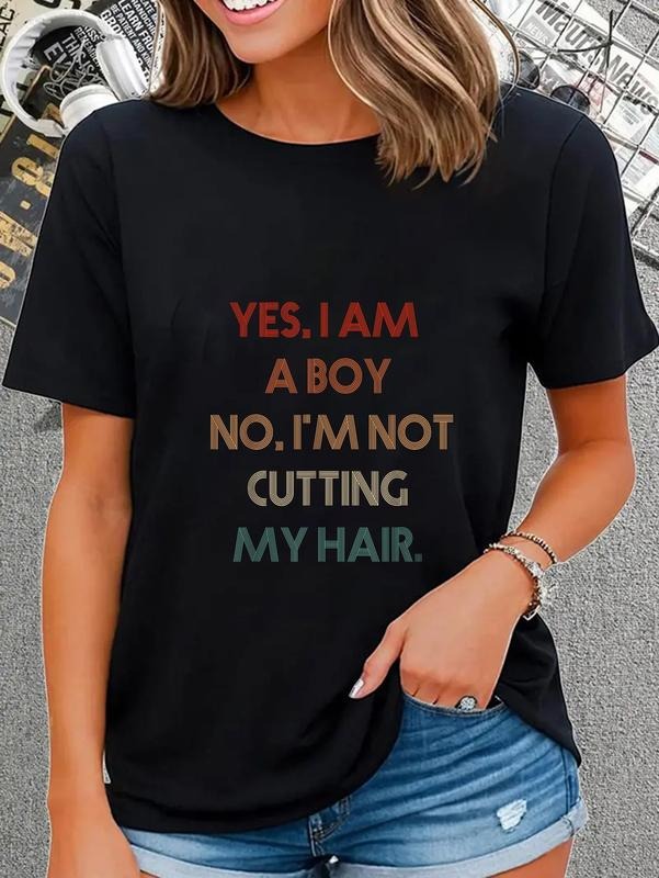 cotton Yes, I Am A Boy No, I'm Not Cutting My Long Hair T-Shirt casual Fashion graphic tees women Hoodie, Sweatshirt