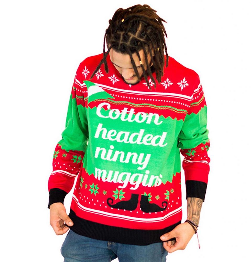 Elf Movie Cotton Headed Ninny Muggins Ugly Christmas Sweater Men’s