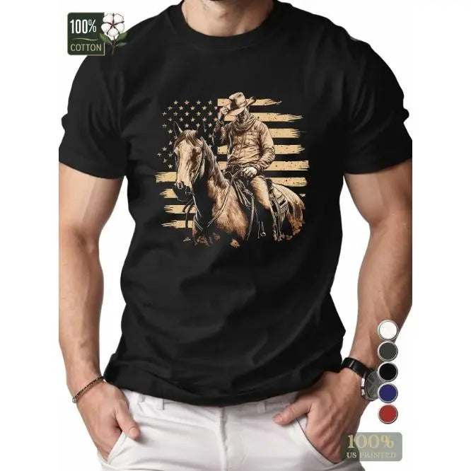 cowboy on horse pure cotton men's Tshirt comfort fit Made in USA Hoodie, Sweatshirt | UrbanDripWear.com