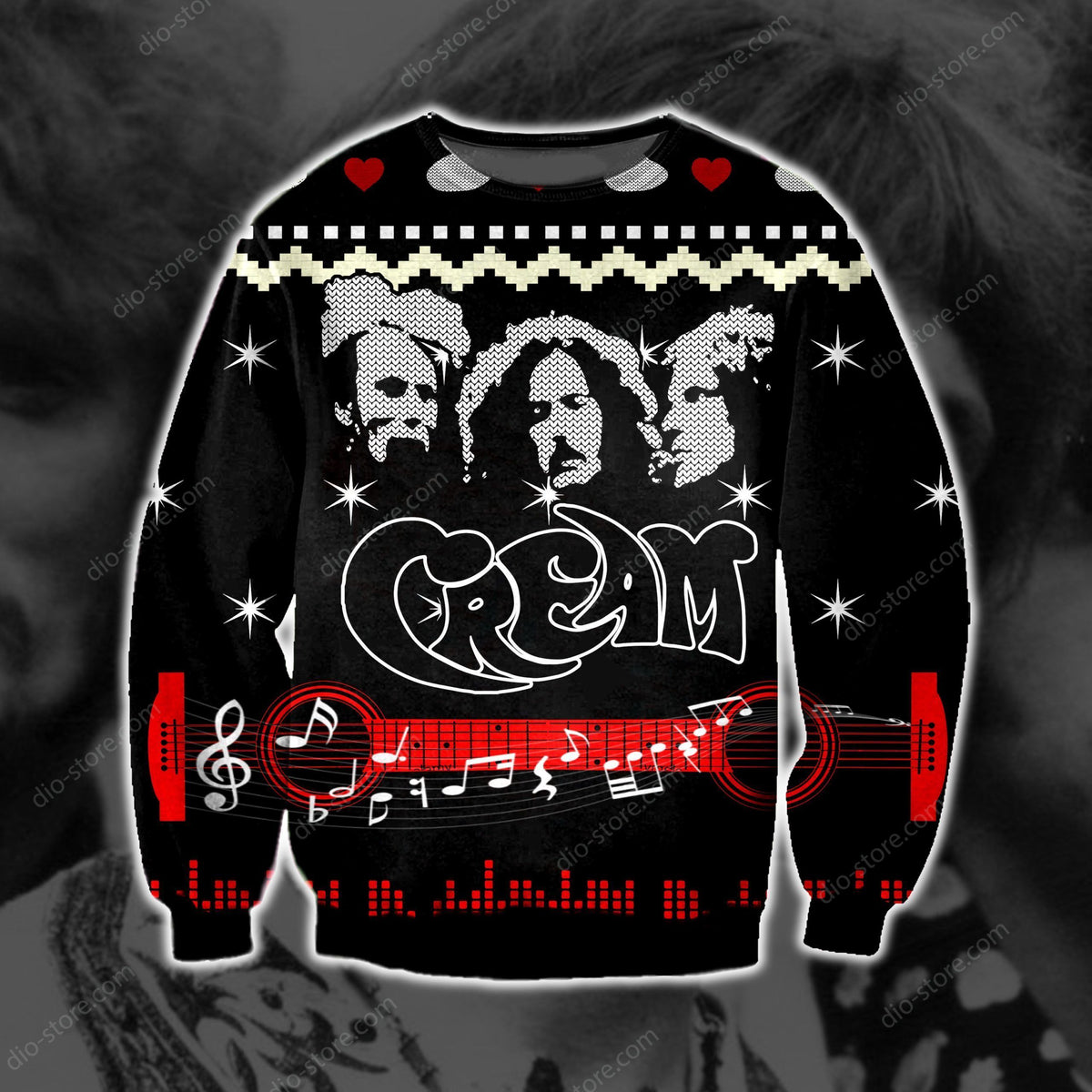 Cream Band Knitting Pattern 3D Print Ugly Sweater