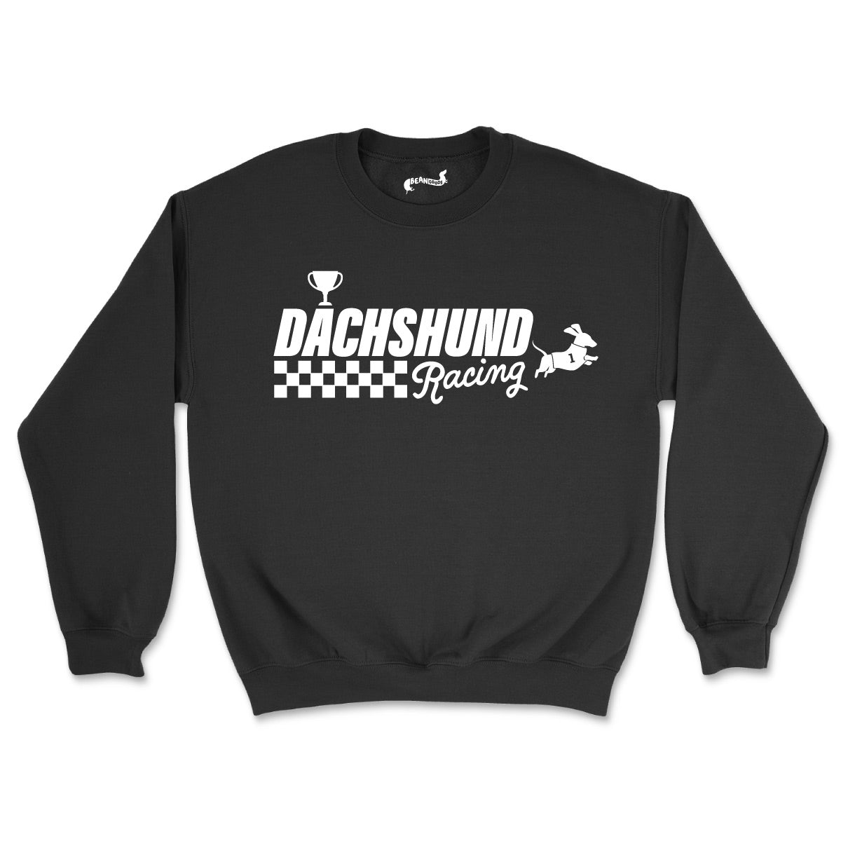 dachshund racing unisex crew sweatshirt | black