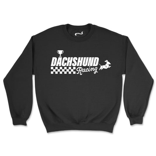 dachshund racing unisex crew sweatshirt | black