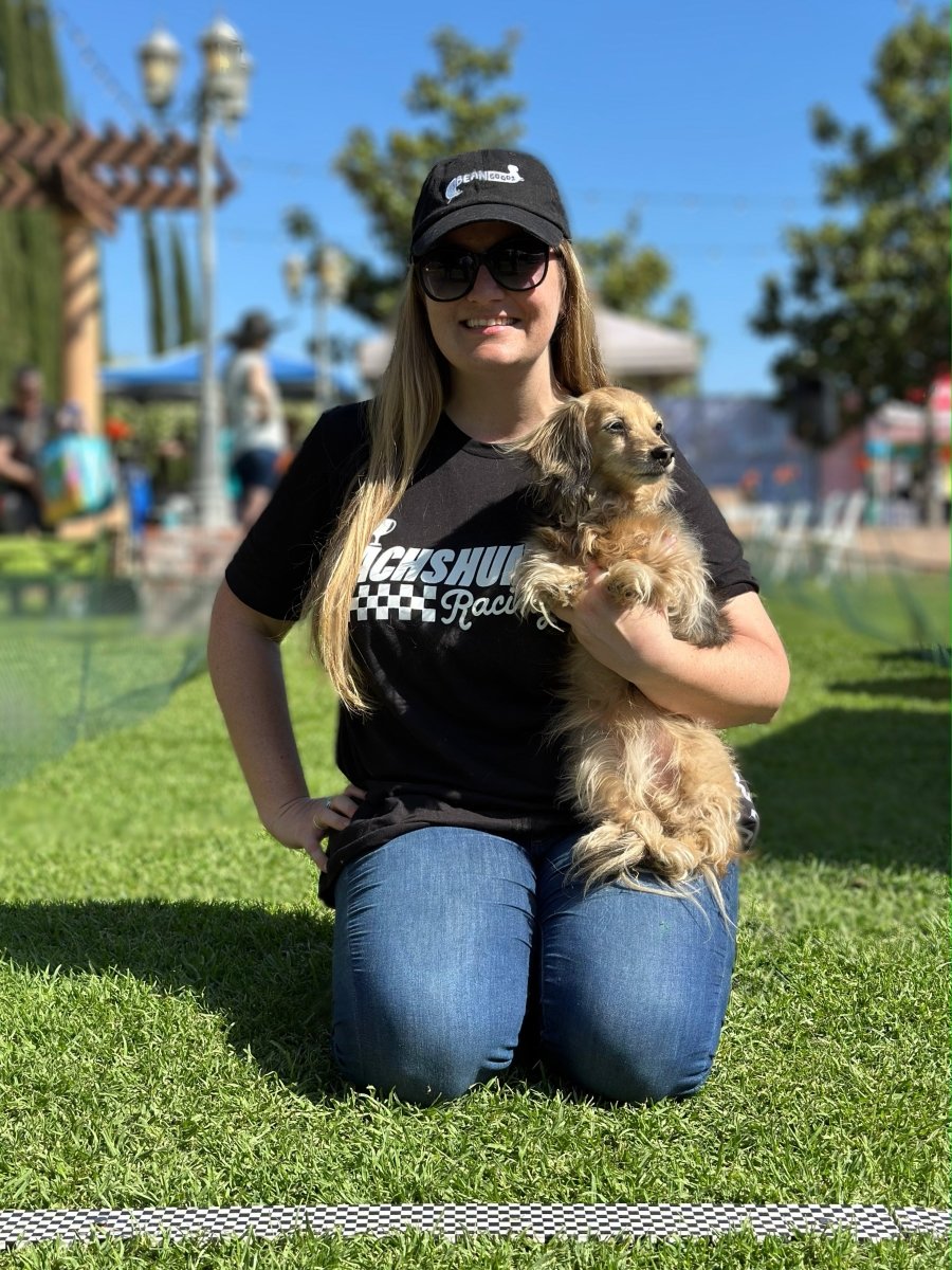 dachshund racing unisex tee | black