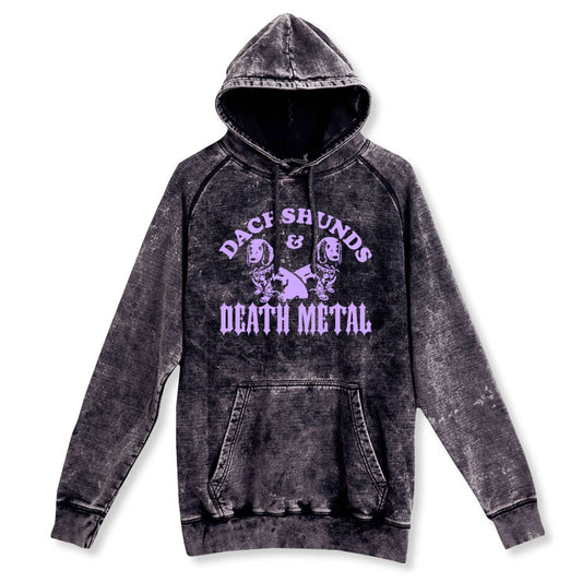 dachshunds & death metal unisex hoodie | black mineral wash