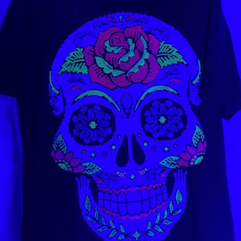dia de muertos skull T-shirts Black Cotton Hoodie, Sweatshirt | UrbanDripWear.com