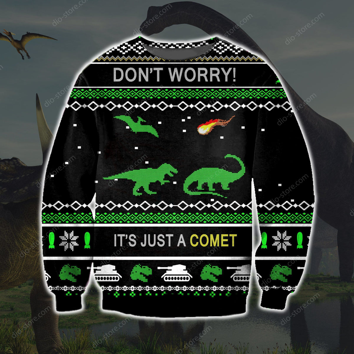 Dinosaur Knitting Pattern 3D Print Ugly Sweater