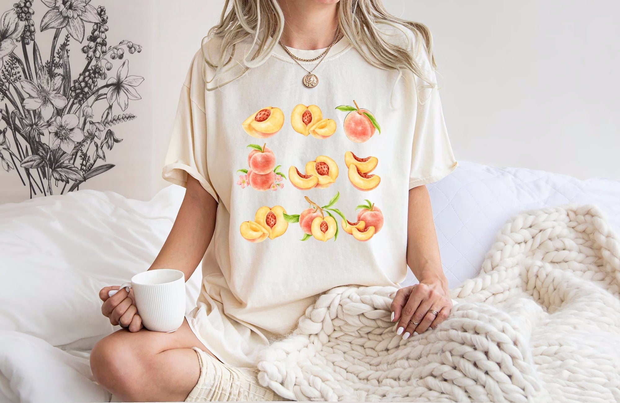 Comfort Colors Peach Vintage Frui Frui Boho Fruit Tee Peach Peach (1)