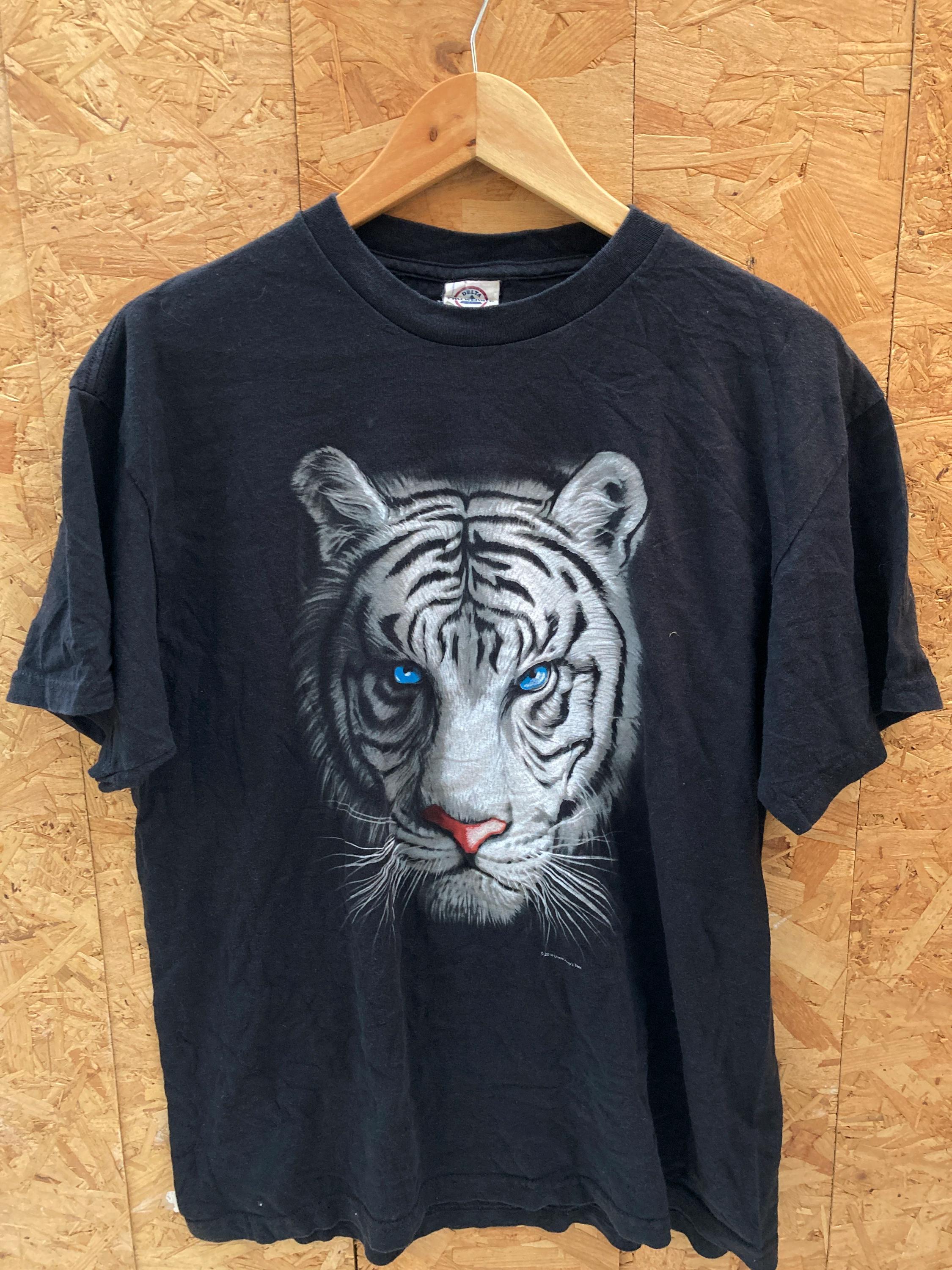 Vintage Y2k White Tiger Face Animal Souvenir Size Large Delta (2)