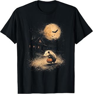 Vintage Opossum Halloween Possum Pumpkin Spooky Moon Unisex T-shirt, Sweatshirt, Hoodie (1)