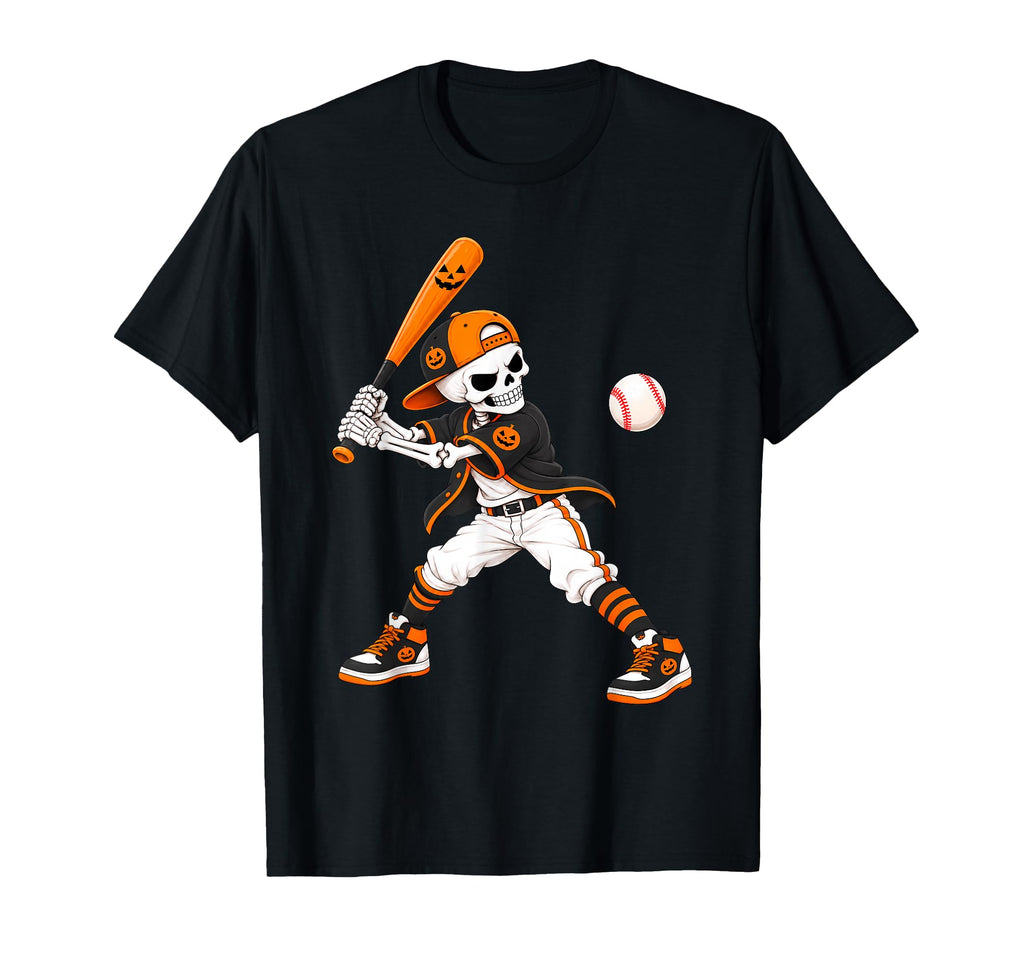 Halloween Baseball Skeleton Spooky Pumpkin Unisex T-shirt, Sweatshirt, Hoodie (1)