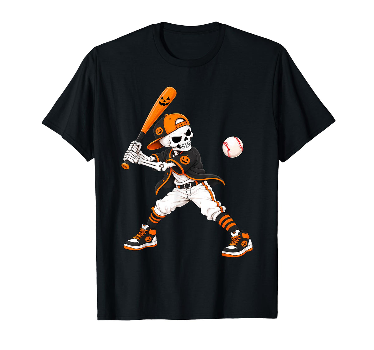 Halloween Baseball Skeleton Spooky Pumpkin Unisex T-shirt, Sweatshirt, Hoodie (1)