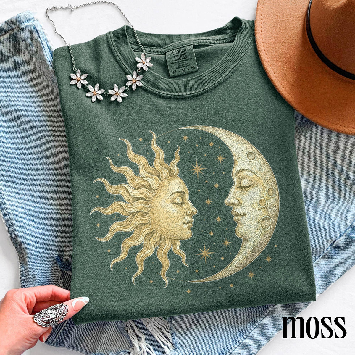 Vintage Sun Moon Celestial Retro Mystic Astrology Boho Cosmic Art Comfort Colors Spiritual (4)