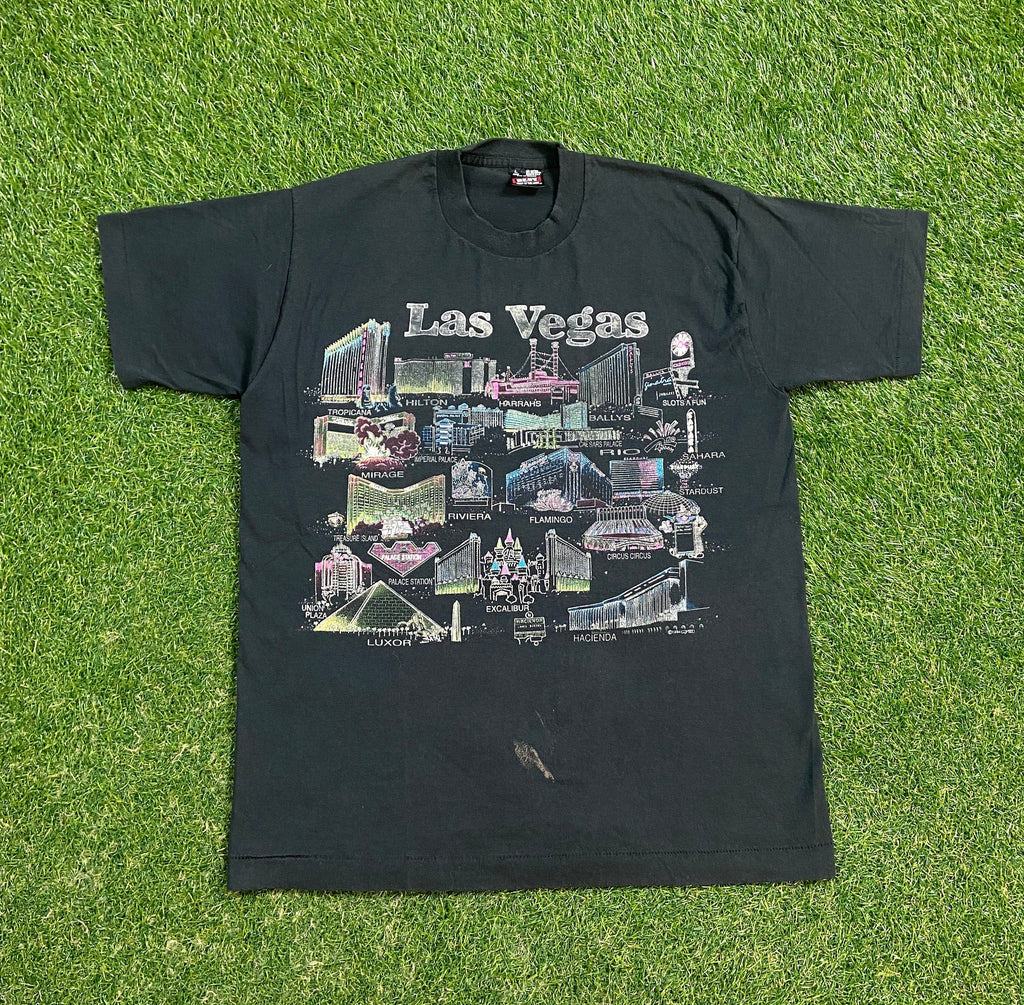 Vintage Las Vegas Tee Fruit Loom Made Usa Size Large Hotel Casino Gambling Nevada 1990s 90s (1)