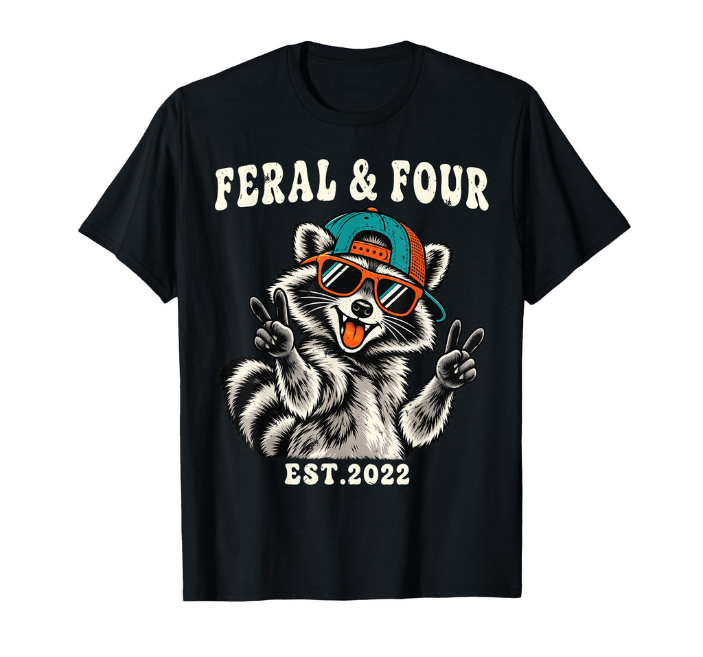 Feral Four Raccoon 4th Birthday Unisex T-shirt, Sweatshirt, Hoodie (1)