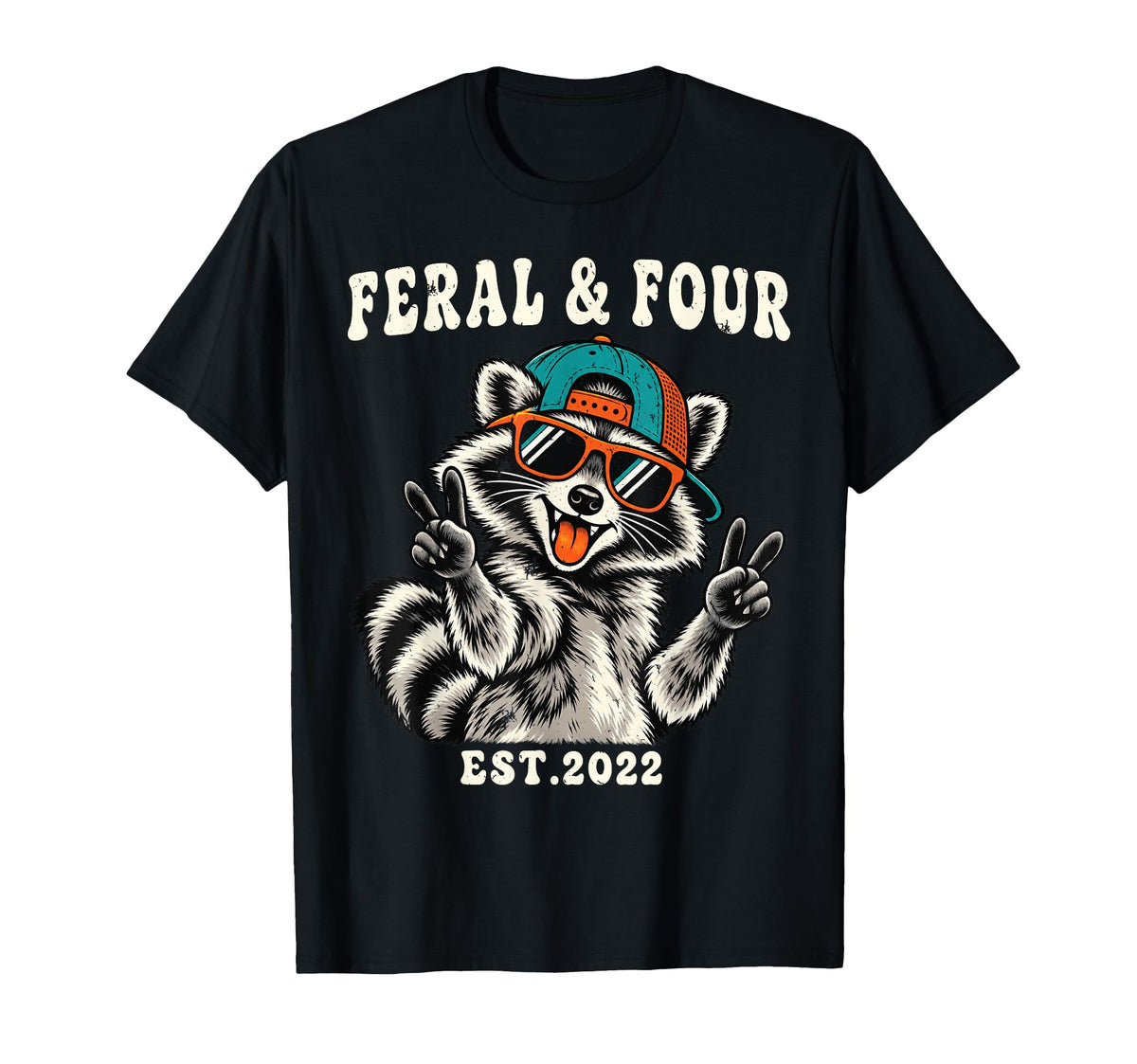 Feral Four Raccoon 4th Birthday Unisex T-shirt, Sweatshirt, Hoodie (1)