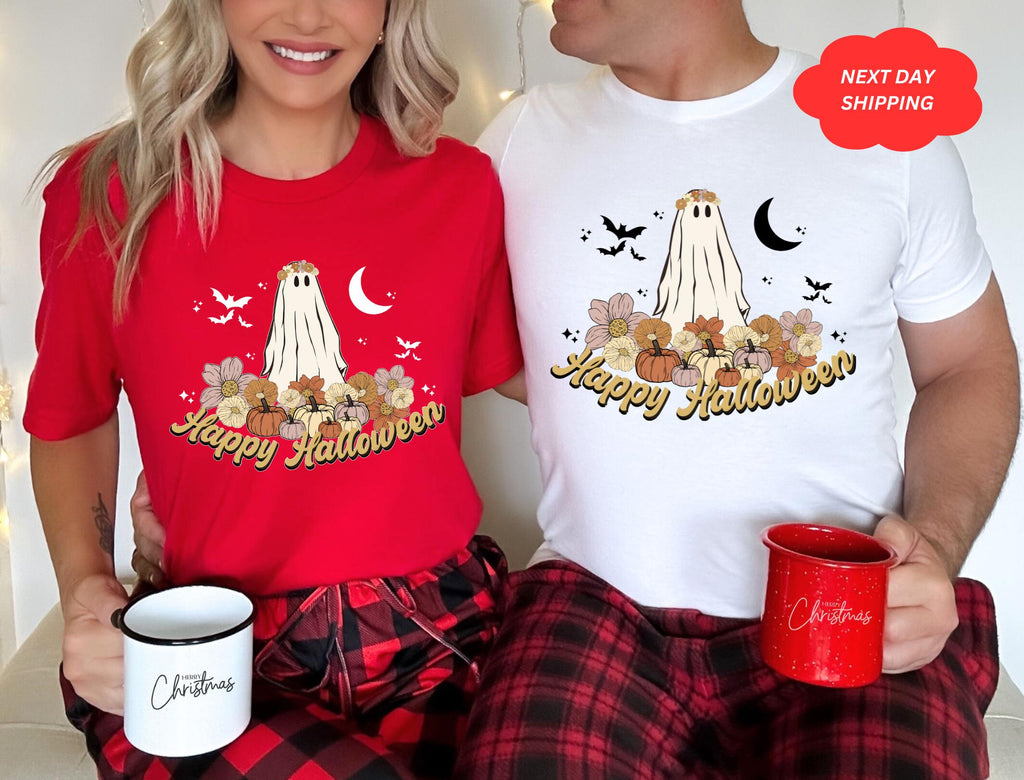 Halloween Ghos Ghost Pumpkin Spooky Season Spooky Scary Night Scene Treat Trick Pumpkin Tee (4)