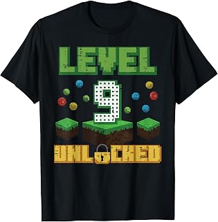 Level Unlocked Pixel Gamer 9th Birthday Gaming Unisex T-shirt, Sweatshirt, Hoodie (1)