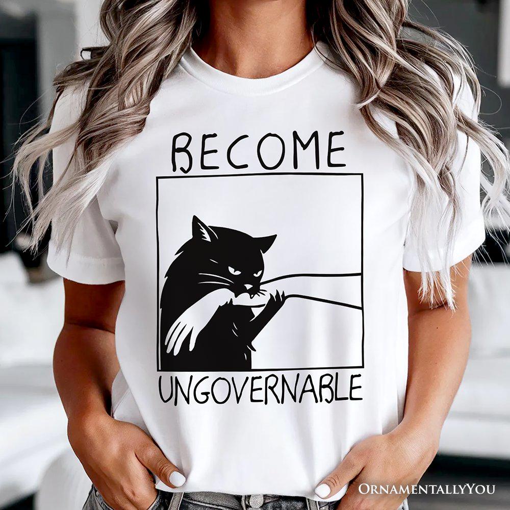 Become Ungovernable Black Cat Bites Hand Meme Tee Unisex T-shirt, Sweatshirt, Hoodie (1)