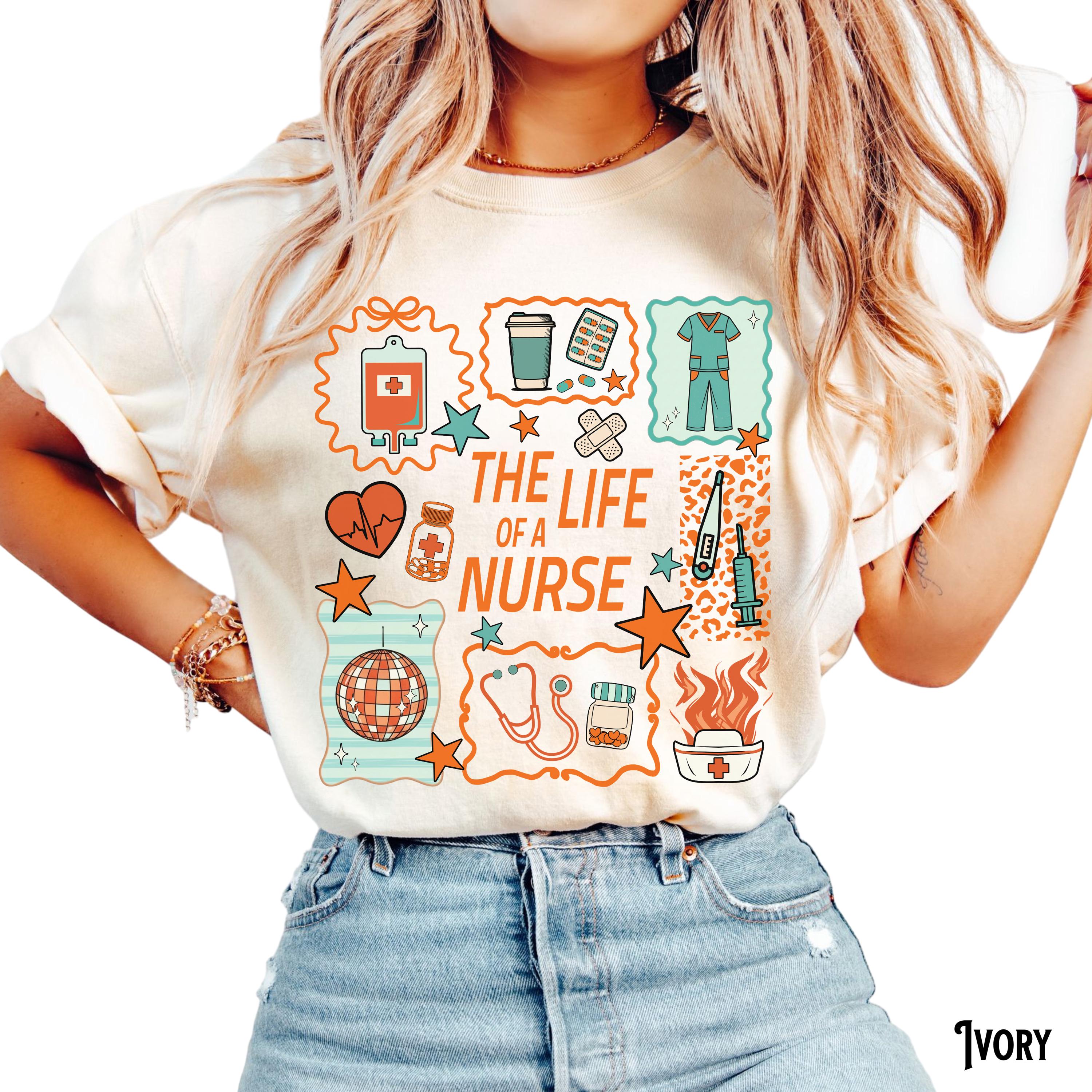 Comfort Colors Life Nurse Nursing Showgirl Tee Rn Lpn Np Appreciation Music Lover Registered Nurse Doodle (1)