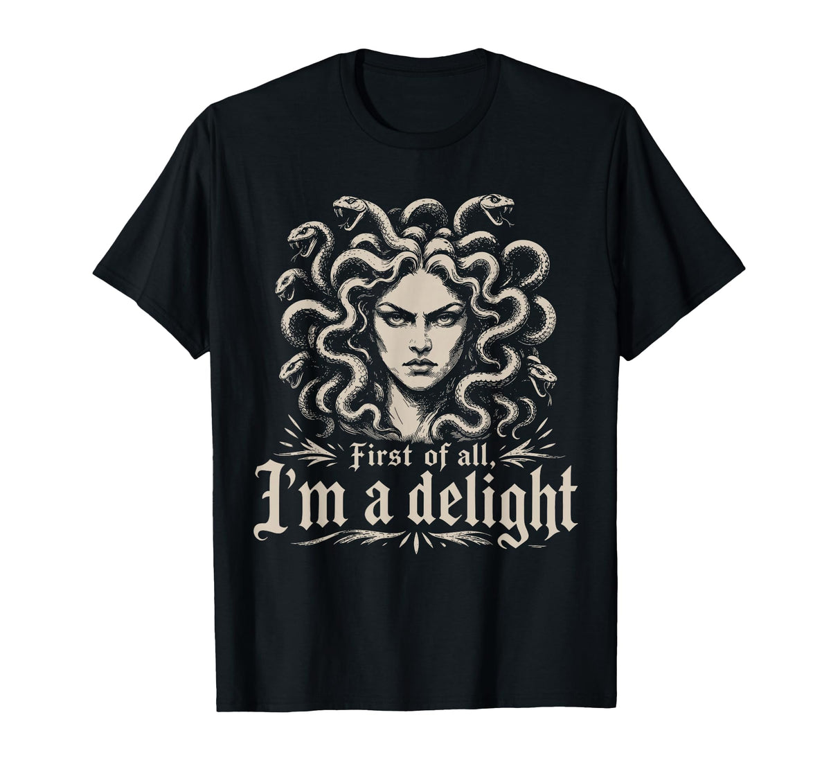 First I'M Delight Medusa Gorgon Retro Halloween Unisex T-shirt, Sweatshirt, Hoodie (1)