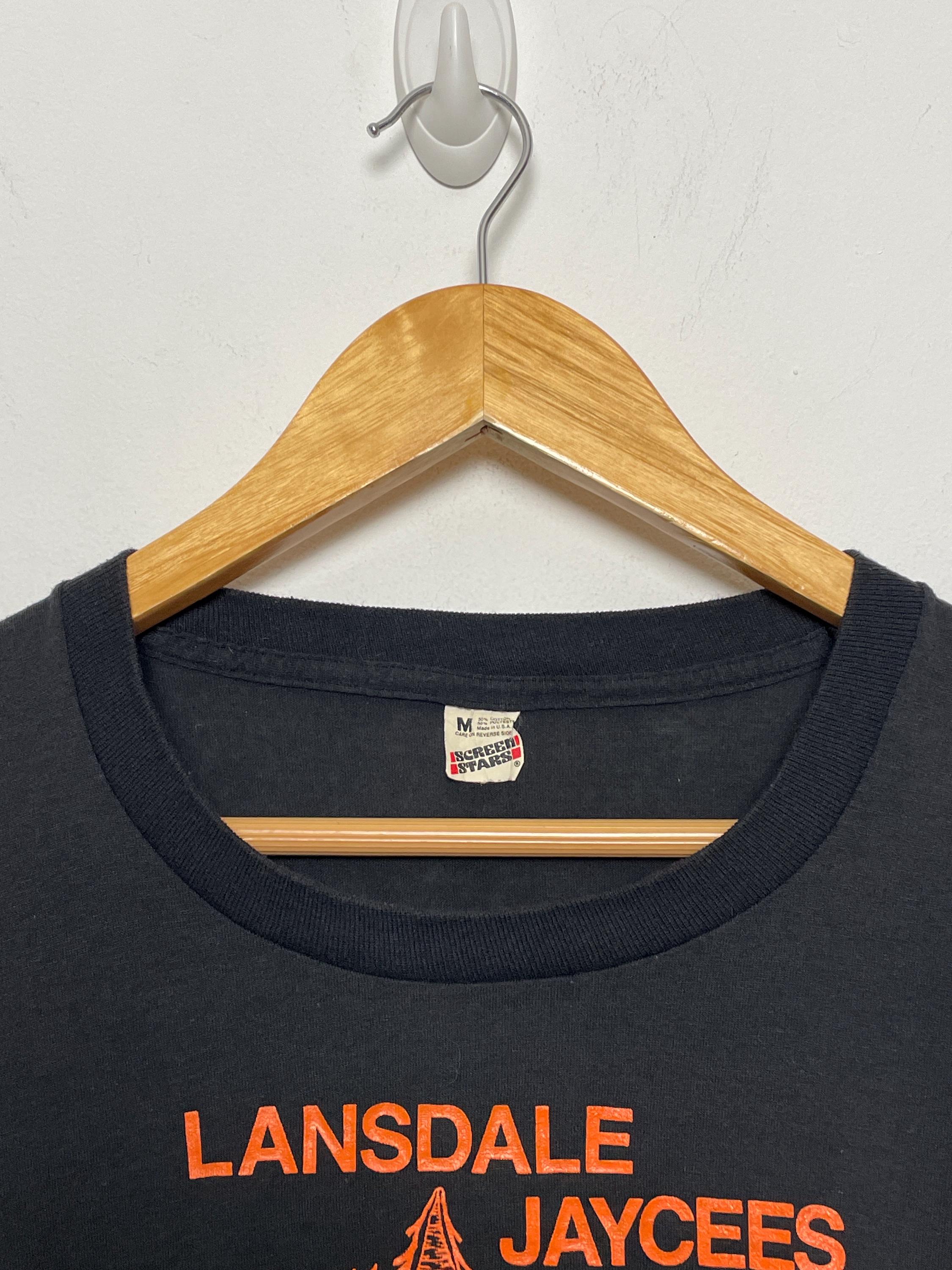 Vintage 1986 Lansdale Pennsylvania 11th Annual Haunted House Orange Black Made Usa Screen Stars Tee Fits Small (4)