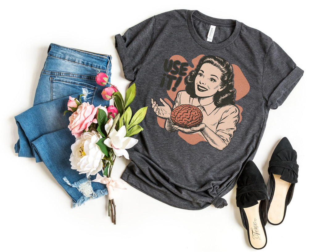 Sarcastic Vintage Use Brain Tee Retro 50s Ad Parody Sarcastic Quote Thinkers (2)