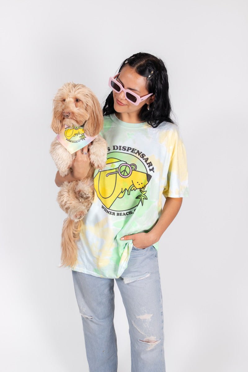 doxieÃ¢â‚¬â„¢s dispensary unisex tie-dye tee