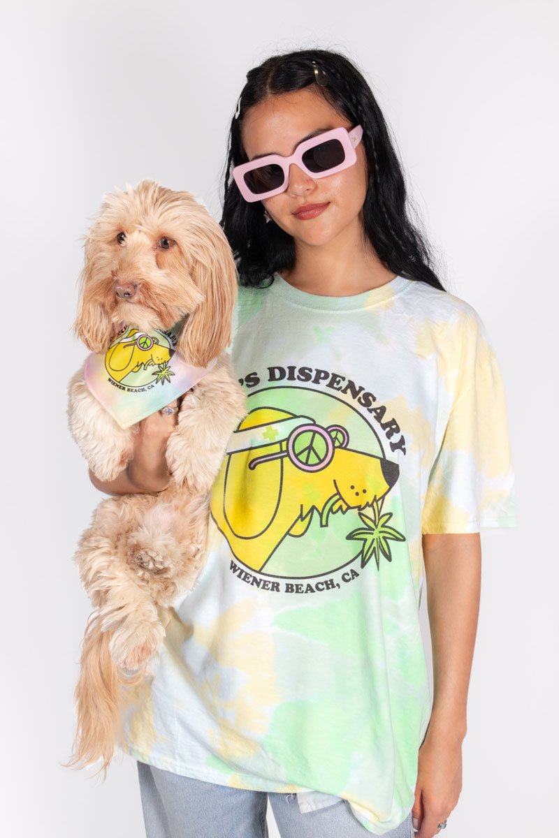 doxieÃ¢â‚¬â„¢s dispensary unisex tie-dye tee