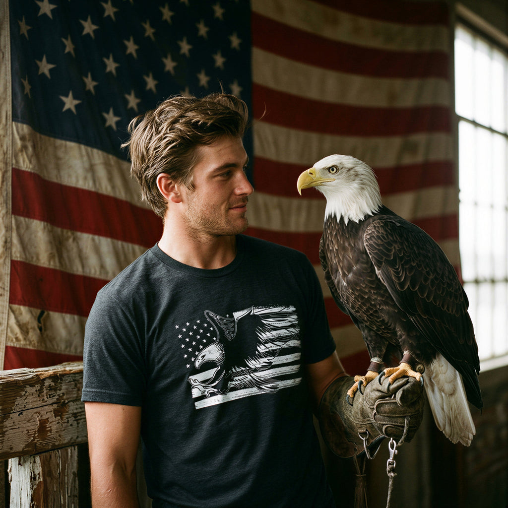 Eagle Over Grunge Flag Men's T Shirt