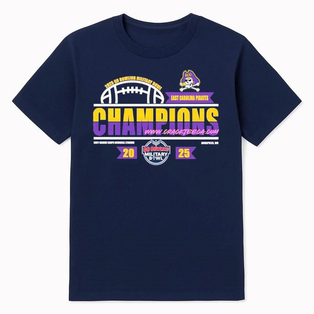 East Carolina Pirates 2025 Go Bowling Military Bowl Champions Locker Room Shirt