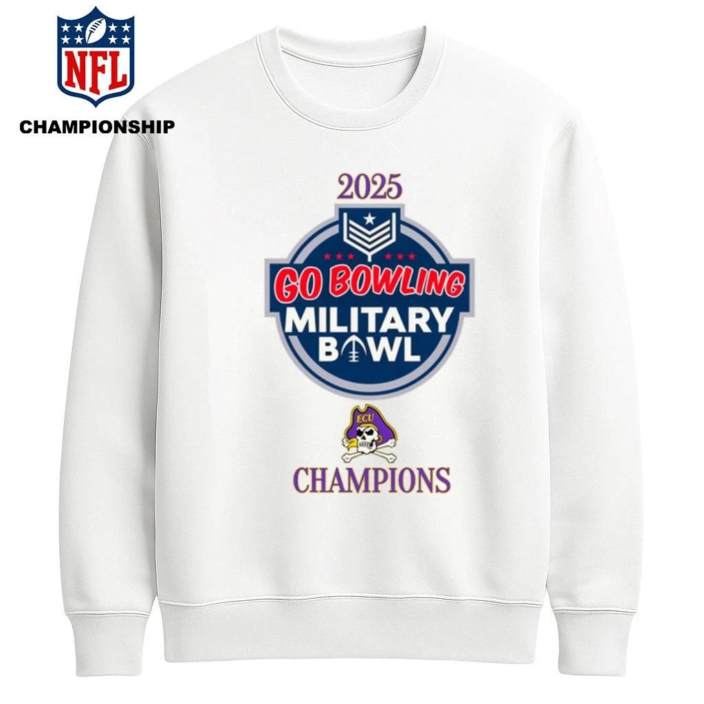 East Carolina Pirates 2025 Go Bowling Military Bowl Champions Logo Shirt