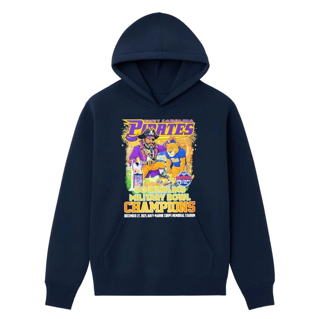 East Carolina Pirates 2025 Go Bowling Military Bowl Champions Mascot Shirt