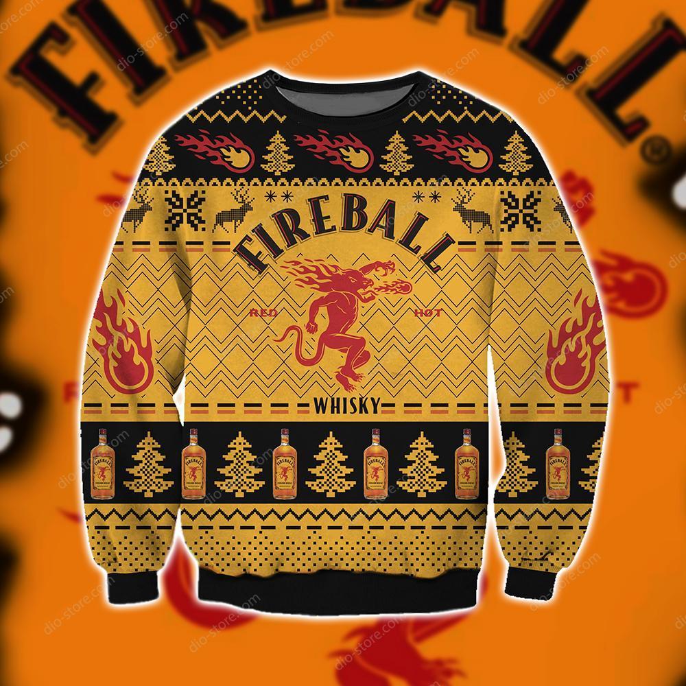Fireball Cinnamon Whisky Knitting Pattern 3D Print Ugly Sweater